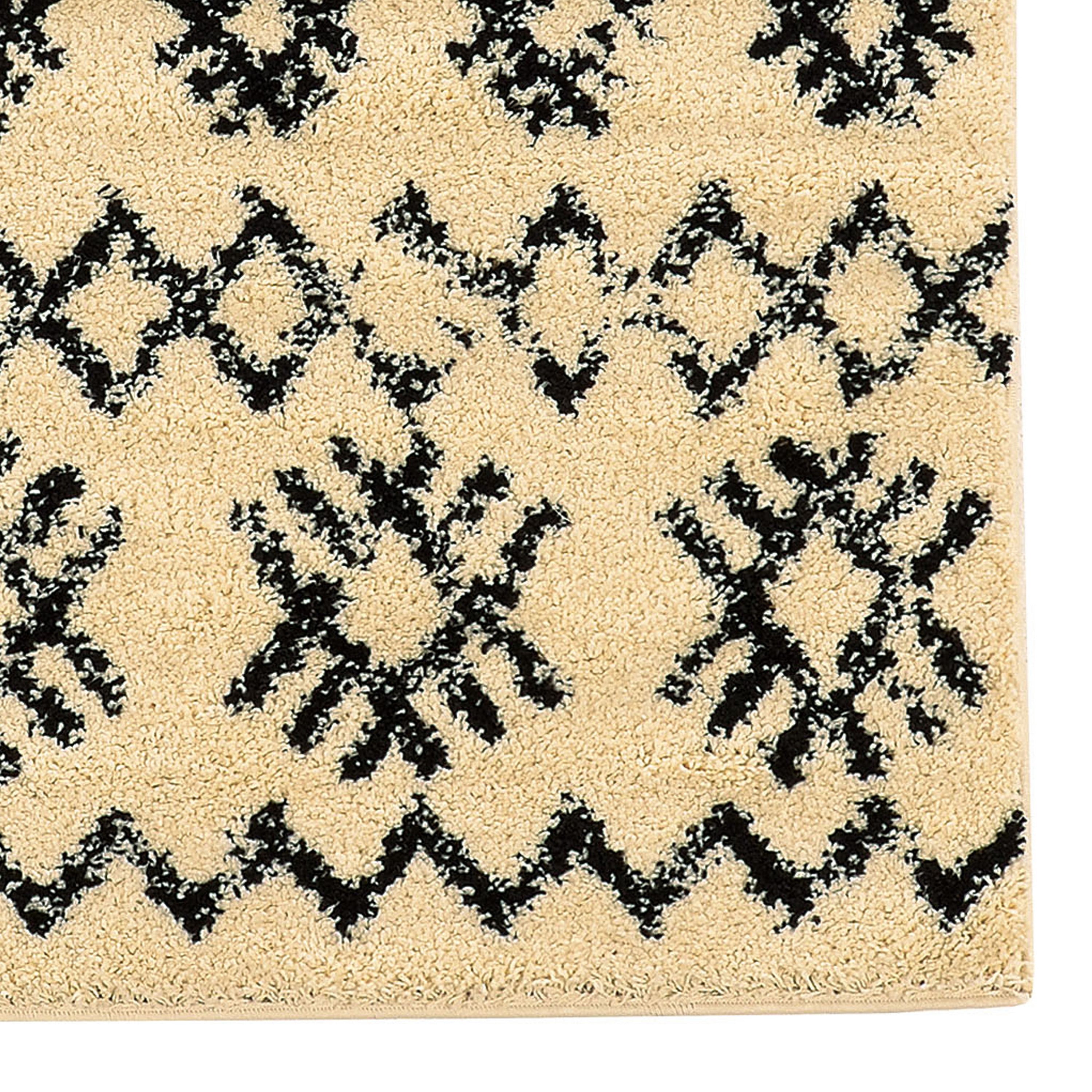 Morrocan Mekenes Ivory 5 x 7 Frieze Shag Rug Modern Moroccan Design Neutral