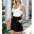 thumbnail image 3 of Women'S Solid Color Lace Trim Drawstring Shorts Black L, 3 of 6