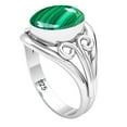 thumbnail image 2 of 925 Sterling Silver Ring Natural Malachite Handmade Jewelry, 2 of 10