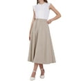 thumbnail image 2 of INSPIRE CHIC Women's A-Line Skirt Elastic High Waist Maxi Skirt with Pockets S Beige, 2 of 5