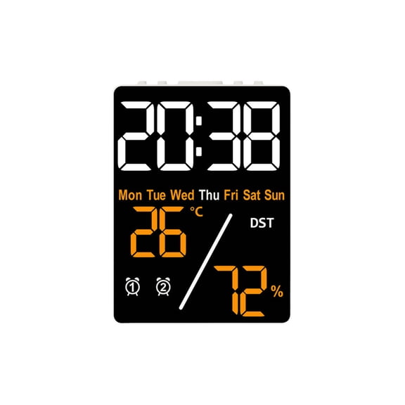 Leodye 1PCS LED Screen Multifunctional Digital Clock Displays Date Week Temperature Humidity with Dual Alarms and Adjustable Brightness -4.72*3.54*0.98in