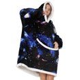 thumbnail image 3 of Wearable Blanket Hoodie, Soft Large Pockets Machine Wash Flannel Blanket Hoodie Cute Pattern Print  For Sleeping For Adult ANGGREK Tamaño promedio del universo para adultos, 3 of 6