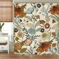 thumbnail image 4 of Flower Shower Curtain Set 71Wx71H Inches Vintage Retro Burnt Orange Blossom Botanical Polyester Waterproof Cloth Bathroom Curtain with 12 Hooks, 4 of 6
