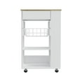 thumbnail image 5 of Depot E-Shop Rosemont Kitchen Cart With 2 Shelves, Casters, Basket Rack, And Drawer, White/ Light Oak, 5 of 5