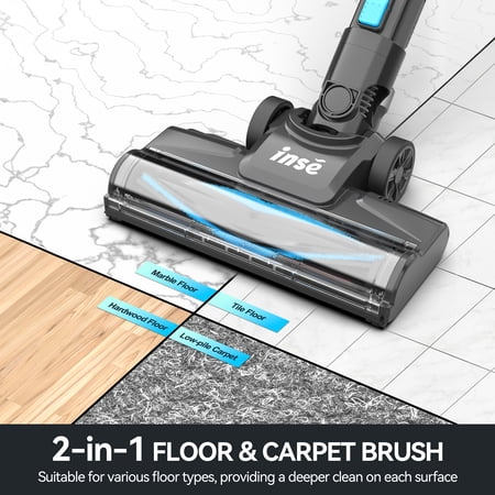 INSE CORDLESS VACUUM CLEANER FOR HOME,UPGRADED 38KPA/50MINS STICK VACUUM LIGHTWEIGHT WITH SELF-STANDING,N520