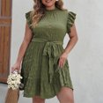 thumbnail image 2 of Summer Plus Size Dresses for Women 2026 Fashion Solid Color Sleeveless Round Neck Elegant Pleated Dress, 2 of 7