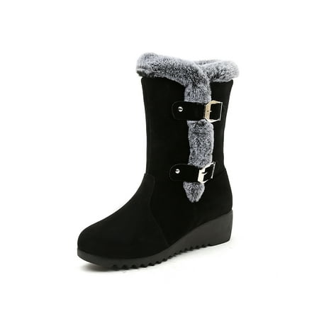 

Rotosw Womens Snow Boots Winter Warm Slip On Ankle Booties Fully Mid Calf Boots
