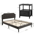 thumbnail image 3 of VECELO 3-Piece Bedroom Sets Upholstered Platform Bed Frame and 2 Nightstand, 3 of 6