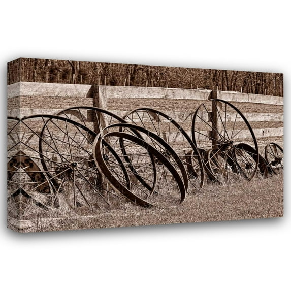 C. Thomas McNemar 44x31 Gallery Wrapped Canvas Wall Art Titled - Antique Wagon Wheels I