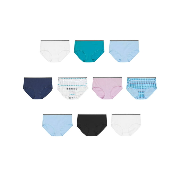 Hanes Women's Breathable Cotton Stretch Brief Underwear, 10-Pack Assorted 8
