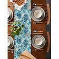 thumbnail image 2 of Tel Blue Roses Table Runner 48 Inches, Spring Botanical Leaves Bed Runner Dresser Scarves Tabletop for Indoor Outdoor Parties/Ceremony/Banquet, 13" x 48", 2 of 8