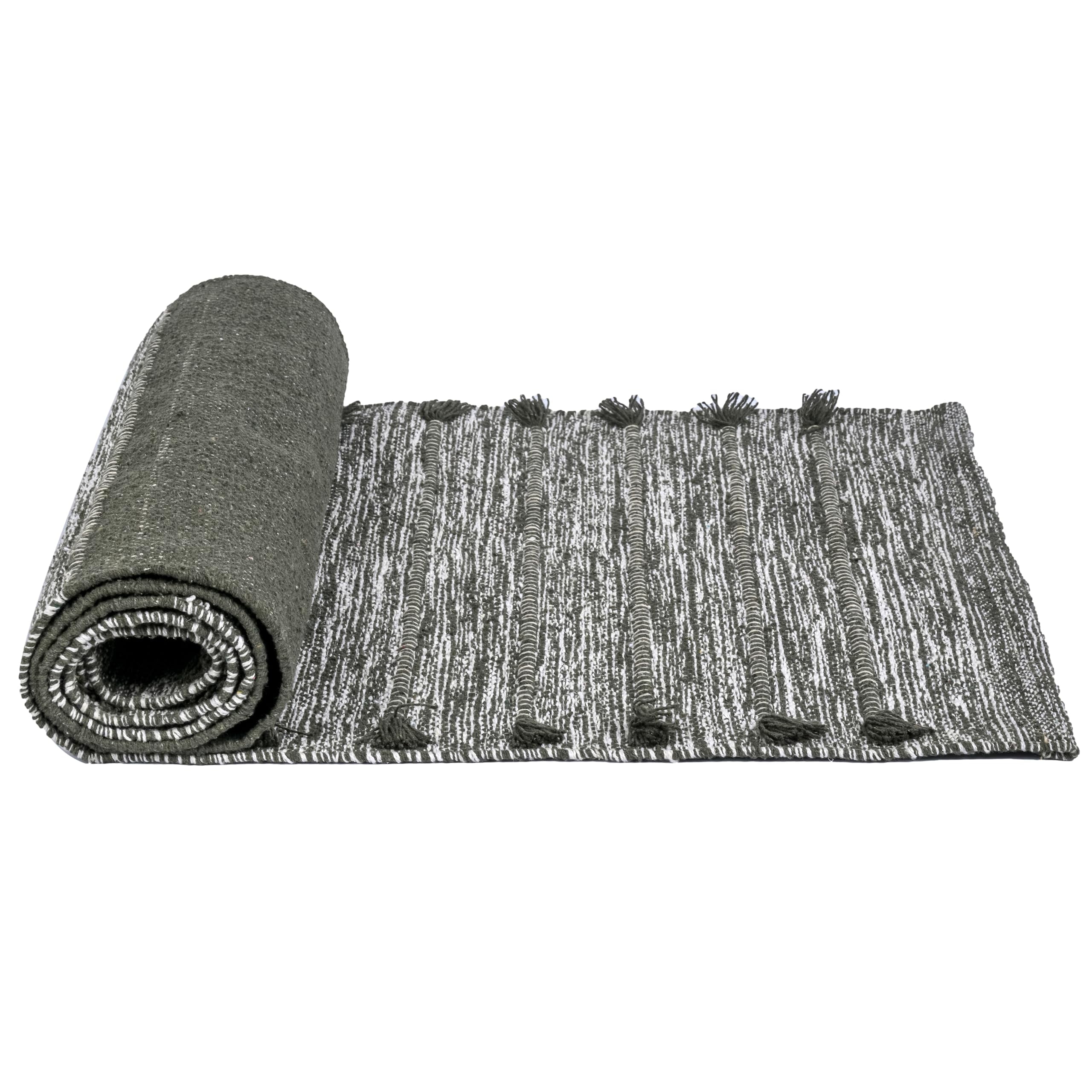 Sivi Herbal Organic Cotton Yoga Mat - Eco-Friendly Hand-Woven Non-Slip Rug - Thick & Comfortable (24”x72”x5mm) for Home Fitness & Yoga