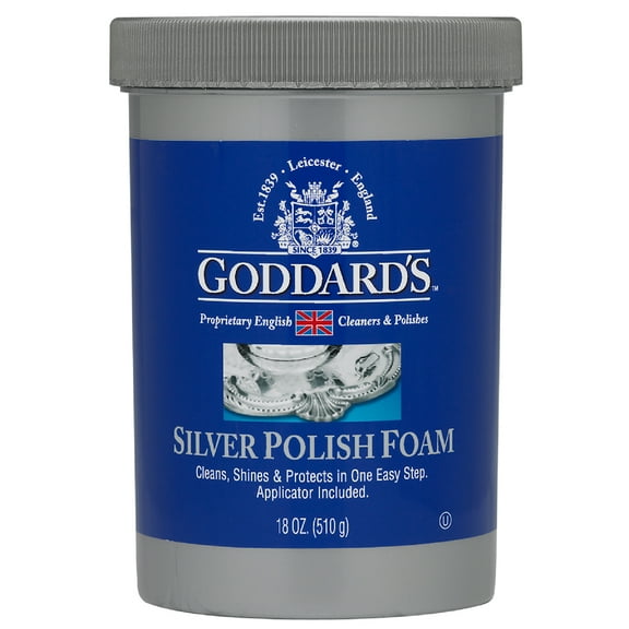 Goddard’s Silver Polish Foam – Silver Jewelry Cleaner for Antiques, Accessories, Ornaments & More – Silver Cleaner for Silverware Protection – Tarnish Remover for Jewelry w/Sponge Applicator (18 oz)