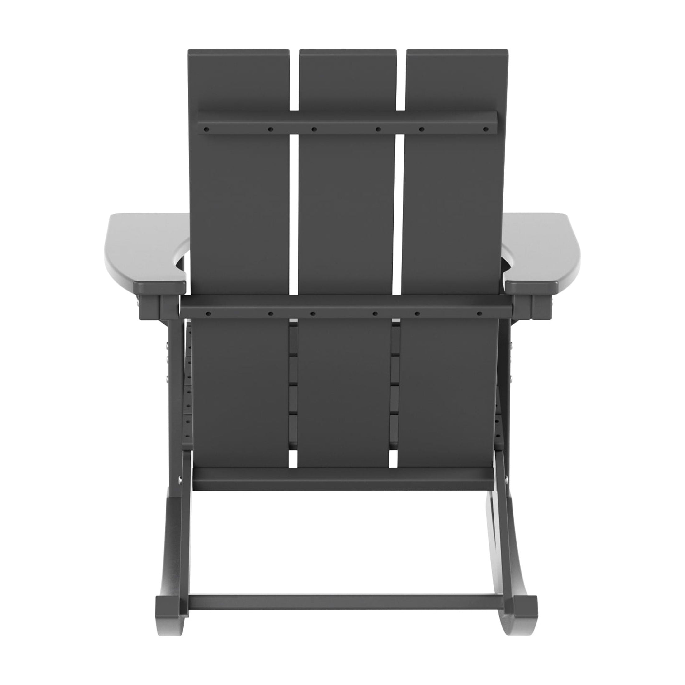 WestinTrends Ashore 3 Piece Patio Rocking Chair Set, All Weather Poly Lumber Adirondack Rocker Bistro Set Porch Patio Chairs Set of 2 with Large Side Table, Gray