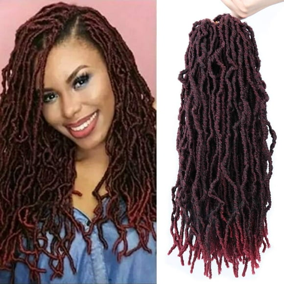 New Faux Locs Crochet Hair 18 Inch 6 Packs New Soft Locs Crochet Hair for Black Women Pre Looped Synthetic Goddess Locs Braiding Hair (18 Inch, T1B/BUG)