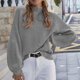 thumbnail image 4 of Gibobby suéteres de invierno de punto Suéteres de cuello para mujer de punto de manga larga Suéter Jumper Tops (Gris, L), 4 of 5