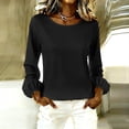 thumbnail image 2 of StSilkitty T-Shirts à Manches Longues Bouffantes pour Femmes Été Décontracté Col Rond T-Shirts Couleur Unie Blouses Légères, 2 of 5