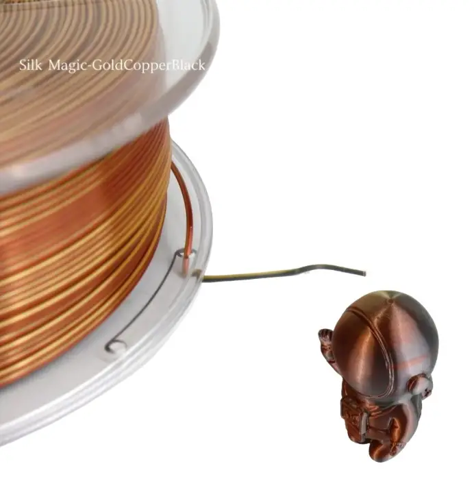 PLA Magic Triple-Color Silk Filament for 3D Printers,1kg (Gold-Copper-silver)