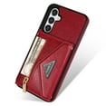thumbnail image 5 of Compatible With Samsung Galaxy S23 FE Phone Case Zipper Card Pocket Design Crossbody Lanyard PU Leather Shockproof Anti-Fingerprint Kickstand Lightweight Phone Cover,Red, 5 of 12