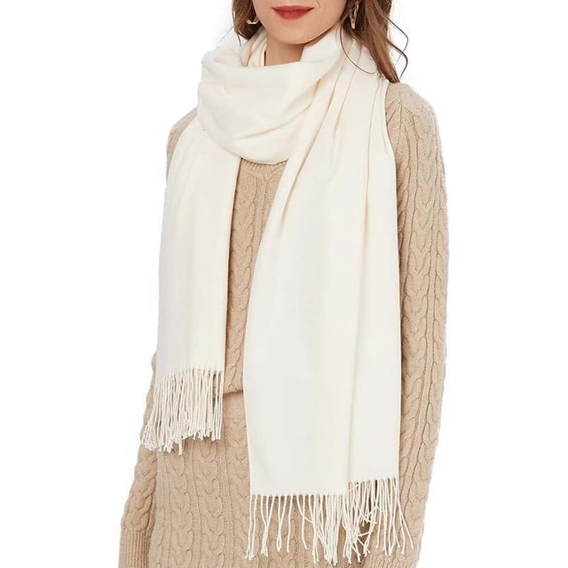 Bufanda cálida de otoño para mujer, bufanda de algodón de color liso con borlas/flecos, bufanda de pashmina a cuadros de color liso, bufanda XL, estola multifuncional
