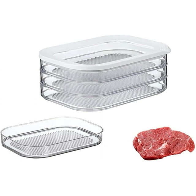 Conteneur Empilable pour Viande Deli pour Réfrigérateur, Croustillant de Qualité Alimentaire avec Couvercle, Conteneur de Préparation de Repas pour Stocker les Viandes Froides, Dinde, Bœuf, Charcuterie et Déjeuner, Transparent