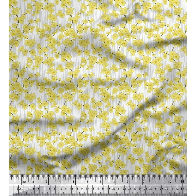 Soimoi Poly Georgette Fabric Artistic Floral Print Sewing Fabric Yard 52 Inch Wide