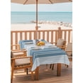 thumbnail image 2 of 60x120 Inch Outdoor Tablecloth with Umbrella Hole Zipper Rectangle Blue Ombre Stripe Rectangular Tablecloths Outside Waterproof Farmhouse Simple Striped Patio Table Cloth Cover for Picnic Party, 2 of 8
