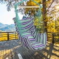 thumbnail image 2 of Macrame Hammock Chair Rope Swing, 550 Lbs Capacity, Two Cushions & Portable Steel Spreader Bar for Indoor/Outdoor,Green Stripe, 2 of 9