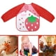 thumbnail image 3 of Babero con mangas para bebé, impermeable, lavable, resistente a manchas y olores, ideal para pintar (fresa roja), 3 of 6