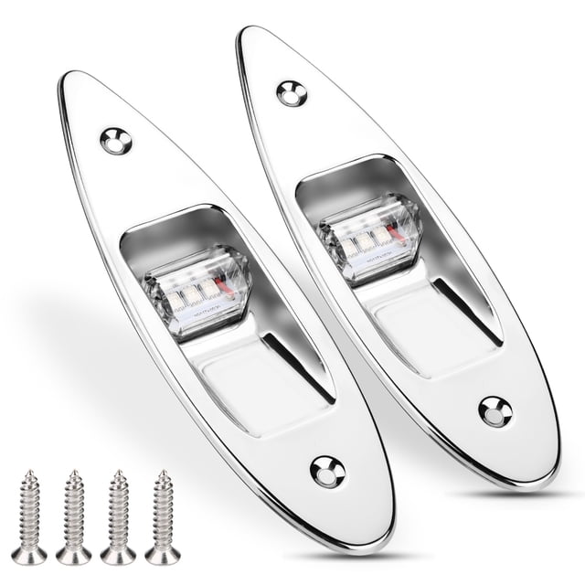 Feu de Navigation Marine, 2 Pcs 12V LED Flush Lumière de Navigation Bow Lumière de Navigation en Acier Inoxydable Montage Flush Installation Facile