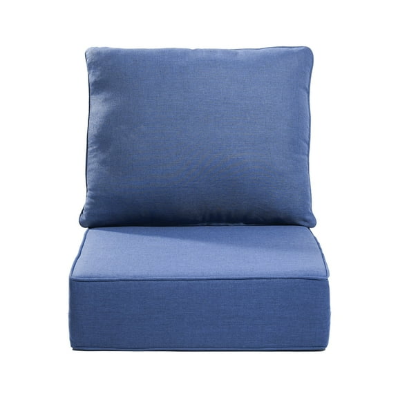 Gymojoy Outdoor Wicker Furniture Cushion Set, 24 x 24 x 6 Thicken Deep Seat Patio Chair Cushions, Navy Blue, 1 Set