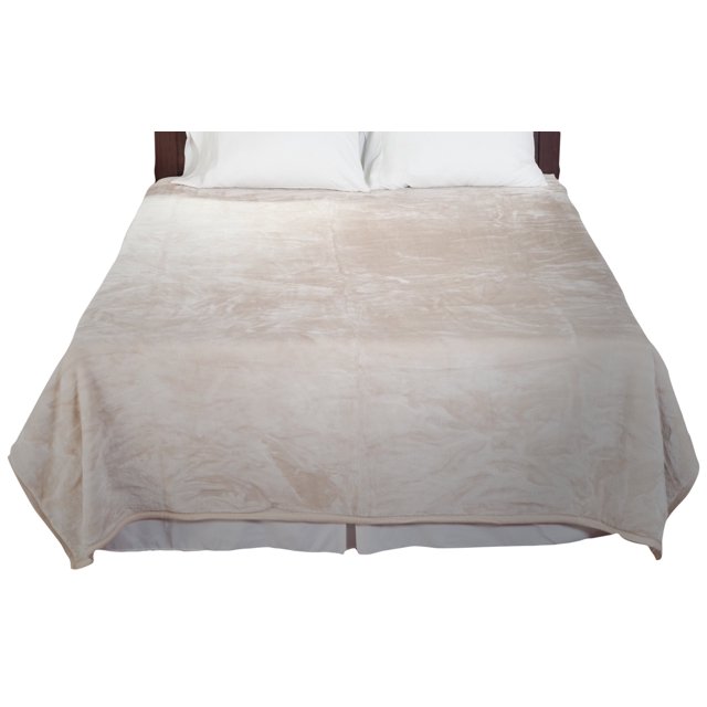 Lavish Home Beige Solid Soft Heavy Thick Plush Mink Blanket 8 Pound