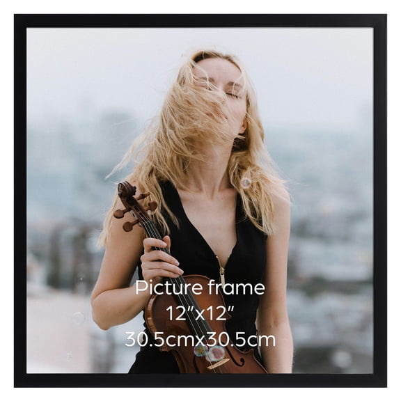 Black 12x12 Picture Frame Single Pack, 12 by 12 Thin Square Frame for Photo Gallery Wall Tabletop Display