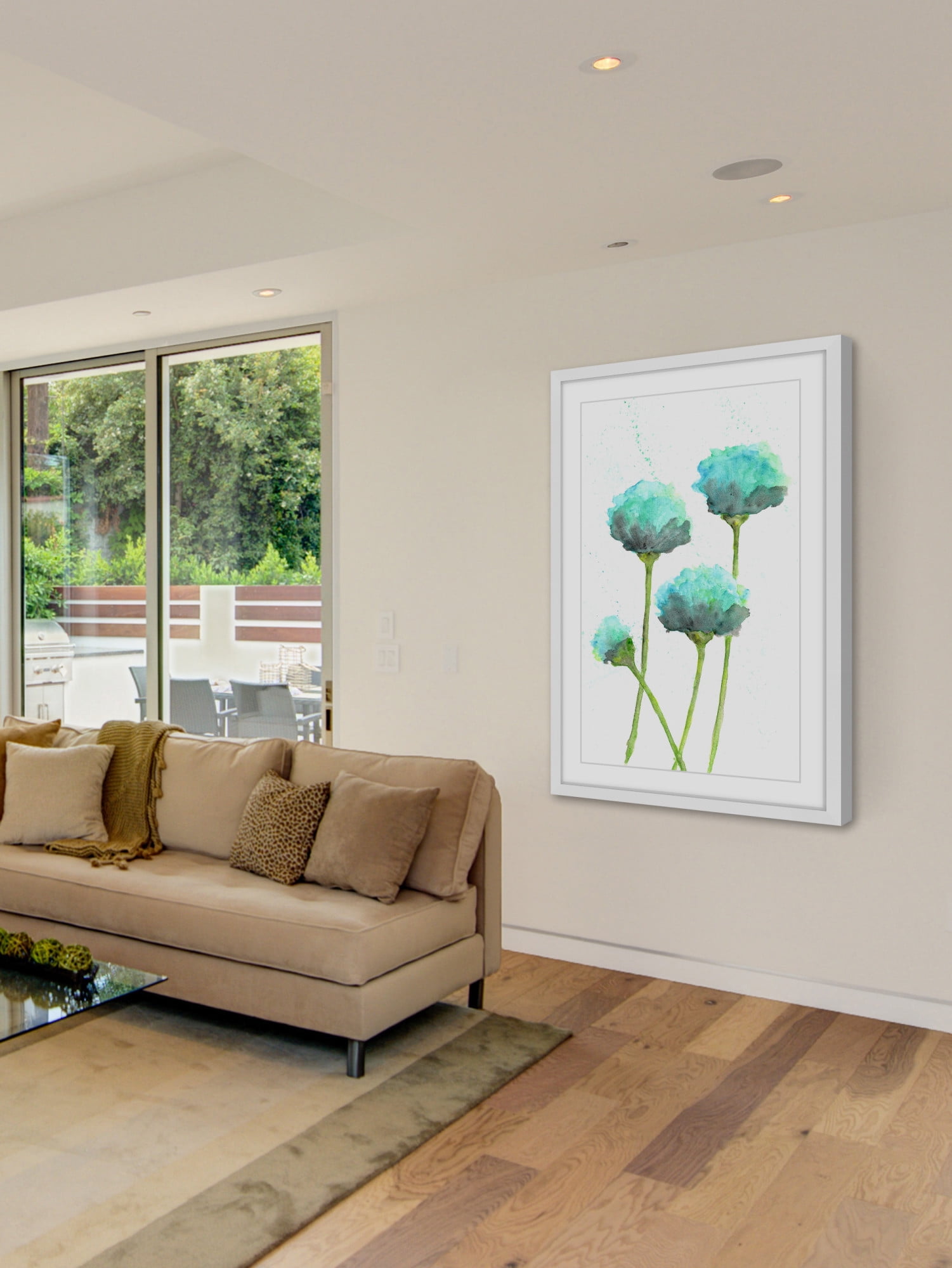 Marmont Hill "Mint Blue Poppies" by Thimble Sparrow Framed Painting Print