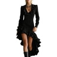 thumbnail image 2 of ClodeEU Women's V Neck Long Sleeve Dress with Ruffle Hem ,Trendy Casual High Waist Vacation Midi Dress Black,Womens Plus XL, 2 of 5