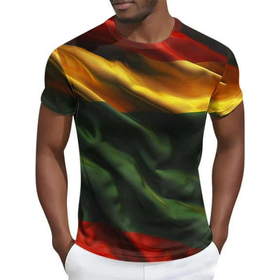 T Shirts for Men Short Sleeved Round Neck Printed Shirt Multicolor XXXXL