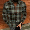 thumbnail image 4 of YFNNUP Mens Plaid Shirt Casual Button Down Flannel Shirts Long Sleeve Work Tshirt Lightweight Beach T-Shirts Dark Blue XXL, 4 of 9