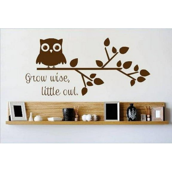 Custom Wall Decal : Grow Wise Little Owl newborn Nursery Daycare Wall Sticker : 8 X20" -