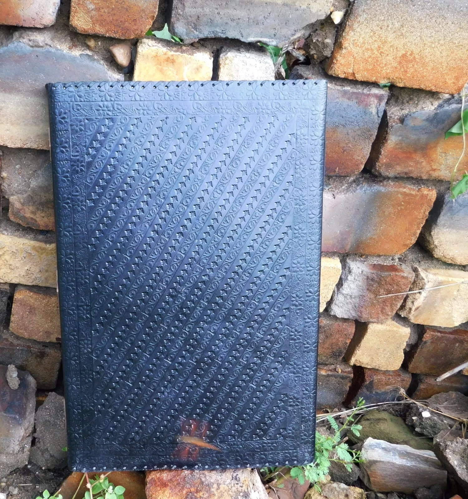Handcrafted Embossed Design Vintage Leather Bound Journal Seven Stone Grimoire Diary Blank Notebook For Men & Women