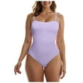 thumbnail image 2 of GEWSEY Women Convertible Tube Top Bodysuit Shirt Strapless Sleeveless Body Suits One Piece Leotard (Light Purple, 3XL), 2 of 9