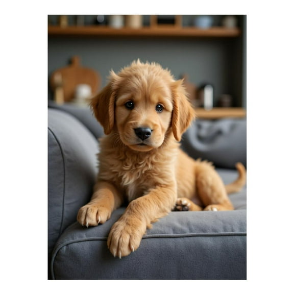 Diamond Art Kit for Adults, Golden Puppy On Sofa Diamond Painting for Adults Beginners, DIY Diamond Art Painting Kits, 5D Diamond Painting Crafts for Home Decor 12x16 Frameless