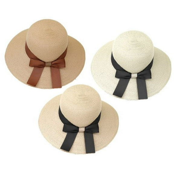 Zhaomeidaxi Womens Beach Sun Straw Hat Wide Brim UV Floppy Cap Foldable Adjustable Cap for Outdoor