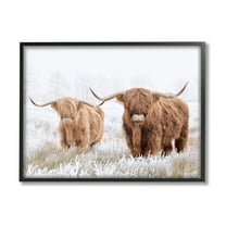 Stupell Industries Longhorn Cows in Snow Animals & Insects Photography Black Framed Art Print Wall Art, 20 x 16