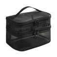 thumbnail image 1 of Billuyoard Bolsa de malla transparente con múltiples compartimentos, impermeable, informal, con cremallera, para artículos de tocador, fácil de Almacenamiento y organización del hogar Negro, 1 of 6