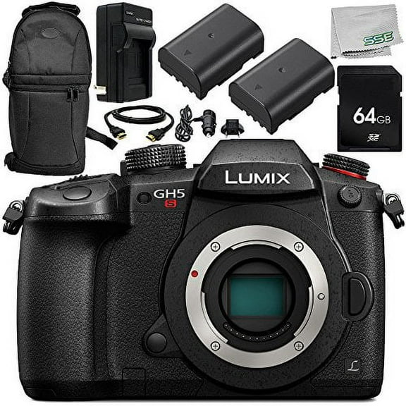 Panasonic Lumix DC-GH5S Mirrorless Micro Four Thirds Digital Camera (Body Only) 8PC Bundle – Includes 64GB SD Memory Card MORE
