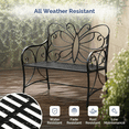 thumbnail image 4 of Zimtown Black Metal Outdoor Bench with Butterfly Backrest, Patio Loveseat Bench with White Cushion, Garden Porch Bench for 2 People, 4 of 9
