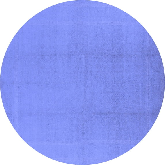 Ahgly Company Indoor Round Solid Blue Modern Area Rugs, 5' Round