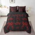 thumbnail image 2 of jejeloiu Cute Cartoon Bowknot 7pcs Bedding Comforter Set,Kawaii Bowtie Queen Bedding Sets,Red Black Queen Sheet Sets For Girls Kids,Breathable Home Decor Reversible, 2 of 8
