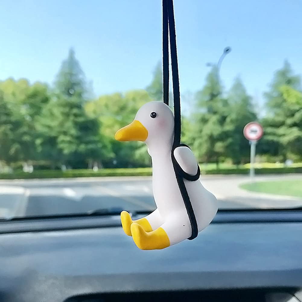 Orange Swinging Duck Car Hanging Ornament,Car Mirror Hanging Accessories,Super Cute Funny Duck for Women and Sweetheart 