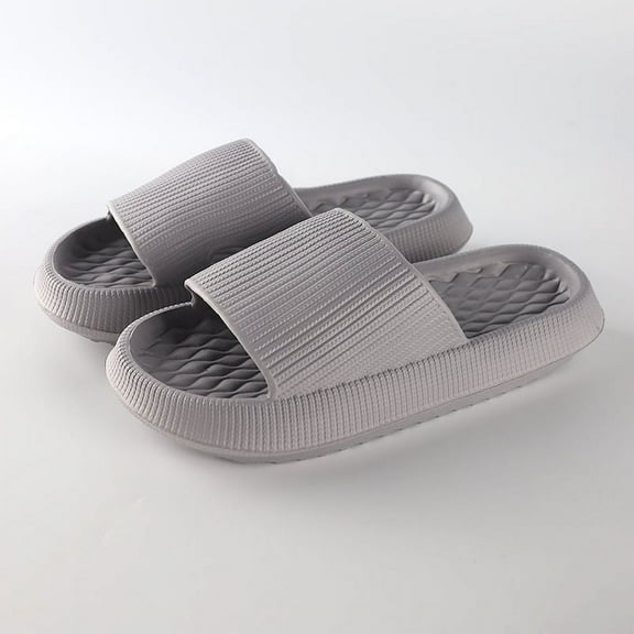 Nvzi-a Pillow Slippers for Women and Men Non Slip Quick Drying Shower Slides Bathroom Sandals ，Ultra Cushion ，Thick Sole（Size：36-37，Grey）